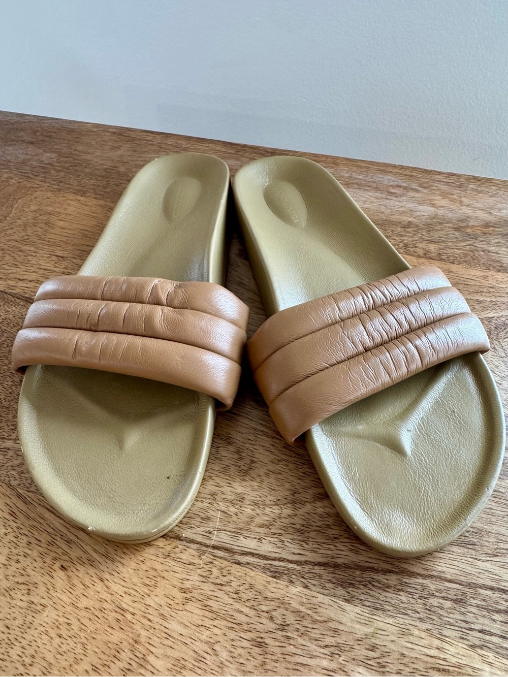 Beatrice Valenzuela Tan Padded Slide Sandals